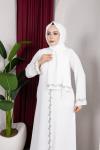 DESENLİ ABAYA Beyaz