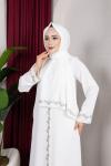 DESENLİ ABAYA Beyaz