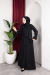 GÜLLÜ ABAYA Siyah