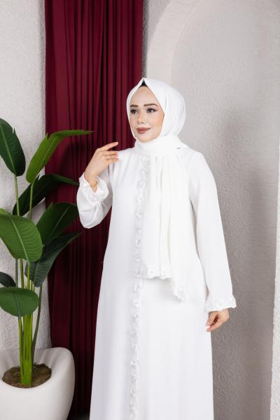 GÜLLÜ ABAYA Beyaz