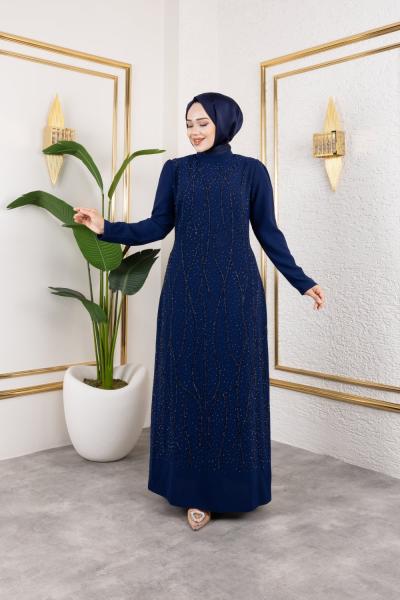 Işıltı Abiye Lacivert