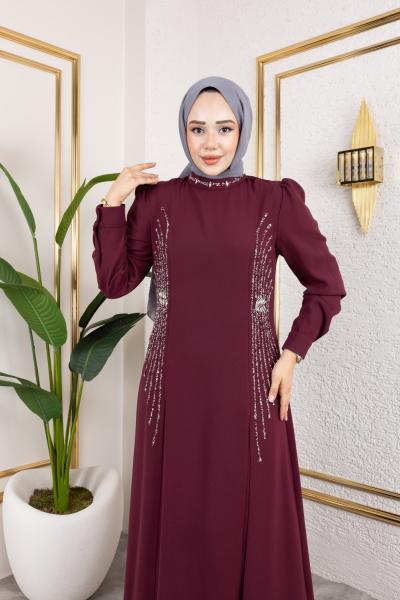 meleklek kristalli abiye Bordo