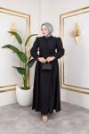 Önden Baglamalı Batik Elbise Siyah